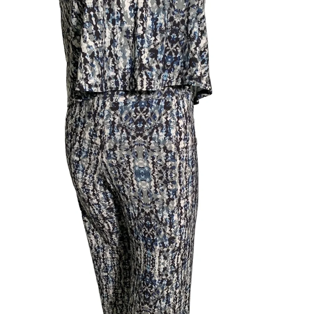NEW! Deborah Viereck women’s XS jumpsuit printed stretch ruffle top sleeveless - Picture 5 of 10
